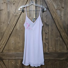 California Dynasty Pink Floral Embroidered Chemise Nightgown Sleepwear M VTG