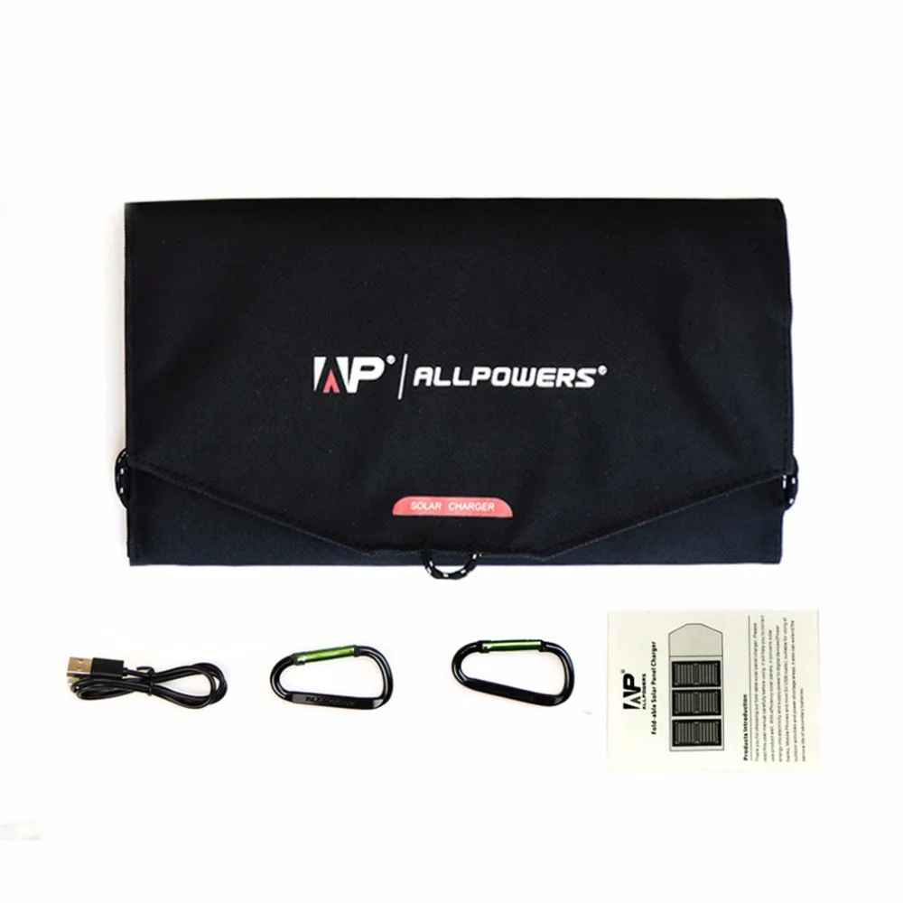 Portable solar panel 5V 21W foldable waterproof USB ALLPOWERS charger battery
