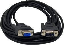 Black DB9 9 Pin Serial / RS232 Male/Female Extension Cable 15 Ft 