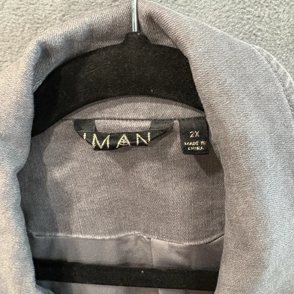 Blazer IMAN Global Chic Para Mujer Suave Denim Botones - Gris Topo - 2X Foto 2 de 4