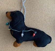 DACHSHUND with CHRISTMAS LIGHTS - Part needle felted DOG
