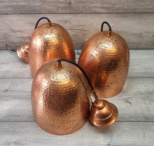 Firstlight Ceiling Pendant x3 Light Assam Small Copper Matt Hammered 8674CP 60W
