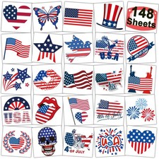 4th of July Temporary Tattoos - 148 Individually Sheets American Flag Tattoos...