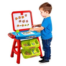 Kids 2 in 1 Large Learning Desk & Magnetic Easel Blackboard White Board Letters