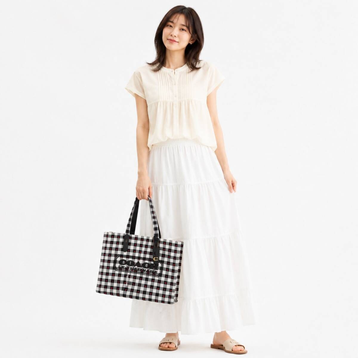 COACH Tote Bag Gingham Print CES71 IMA47