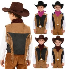 Boys Cowboys Dance Western Outfits Children Cowgirl Christmas Vest Carnival