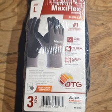 MaxiFlex Ultimate 34-874-L3P Nitrile Nylon Work Gloves Size L 3 Pack