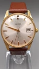 Vintage 1960s Seiko 6602-1990 17 Jewel Manual Wind Date Gold Tone Watch Working