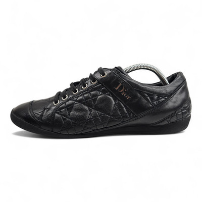 Christian Dior Black Quilted Cannage Leather Low Top Sneakers Turnschuhe