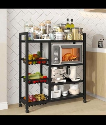 1pc Multifunctional Kitchen Storage Hack Adjustable 4-stores & 3-line Basket 