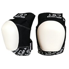 187 Killer Pads Pro Knee Pads - Black  White w/ White Cap