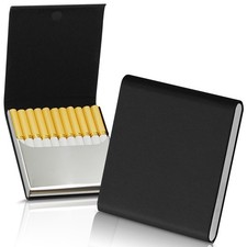 ZHOMA Portable Slim Leather Cigarette Case with Magnetic, 24015 Clsaaic Black