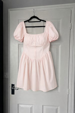 boohoo Plus Pink Milkmaid Skater Dress Size 18 BNWT