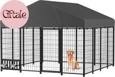 Heavy Duty Outdoor Dog Kennel for Yard, 8X8 Medium Steel Chain Link Fence with R