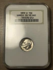 1959-D Roosevelt Dime NGC Sample Slab Old Fatty Holder FA 00