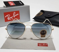 Ray-Ban RB3025 Aviator Sunglasses Gold Frame, 58mm Lenses Blue Lenses