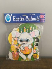4 1977 Beistle VINTAGE EASTER DIECUTS PAPER EASTER DECORATIONS BUNNY chick lamb