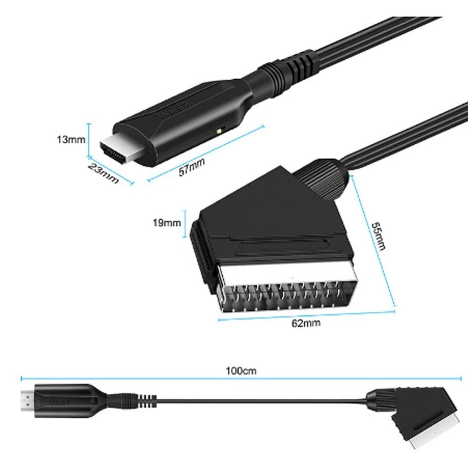 SCART zu HDMI Konverter 1080P/720P - Audio Video Adapter für Monitor Recorder TV - Bild 3 von 4