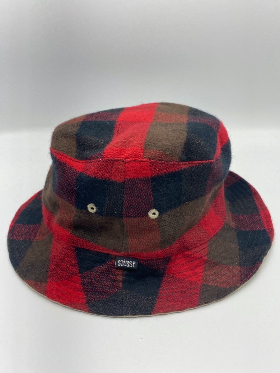 STUSSY Hats Red Brown Deluxe Men Adult Bucket Hat Size S/M | eBay