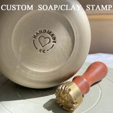 Personalized Custom clay and Soap Stamp with Wooden Handle E474-E491