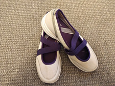 LADIES KangaROOS White Purple Hook And Loop Leather Trainers - Size Uk7