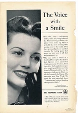Magazine Ad - 1940 - AT&T / Bell System - Voice With A Smile