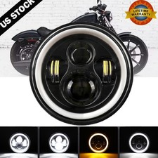 7 Inch Led Headlight With Drl Hilo Beam Ring Headlamp Turn Signal Motorcycle