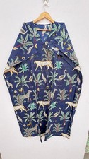Indian Cotton Blue Floral Printed Kaftan Dress Women's Clothing Kaftan Dress US