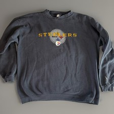Vintage Pittsburgh Steelers Sweatshirt Men's XL Black Faded Embroidered Starter