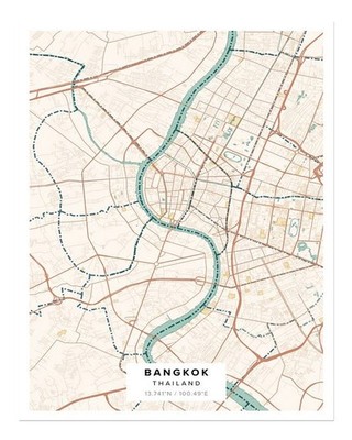 Bangkok Stadtkarte Wandkunst Moderne Urbane Dekoration Stadtkarte Wand