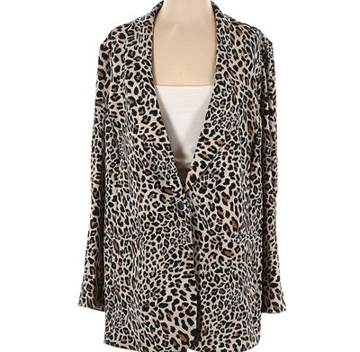 Susan Graver Plus Size XXL Leopard Animal Print Blazer 2X
