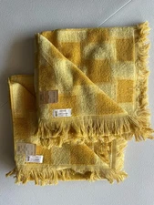 Vintage NWT Sears All Cotton Made USA Tawny Gold Checkered Bath Towels MCM  Set