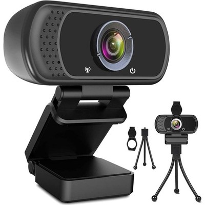 Webcam mit 110° Weitwinkel, Stereomikrofon, Gesichtsverbesserung, Stativständer