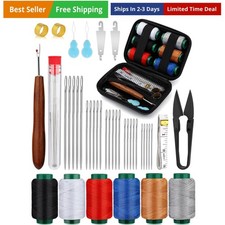 40 Pcs Big Eye Steel Sewing Needles Kit, Steel Needles for Hand Sewing, Sewin...