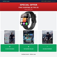 KIPTUMTEK T7 Smart Watch Bluetooth Calling Fitness Tracker Android iOS