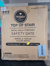 Regalo Top Of Stair Metal Walk-Through Safety Gate - 28 To 42 - White