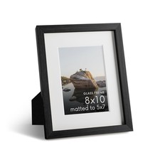 8x10 Picture Frame with Real Glass and Black Oak Matted to 5x7 - Oak Black Pi...