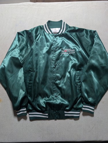 90s Vintage Better Home & Gardens Satin Snap Jacket Green Unisex Size Medium