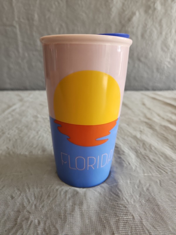 Starbucks Florida Sunset Pelican Ceramic Traveler Tumbler Coffee Mug 12oz w/ lid