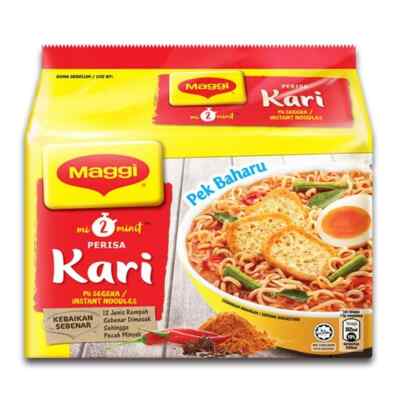 Pack Of 5 Maggi Curry Instant Noodles 2 Minutes Halal Soup With Spices 2.77Oz