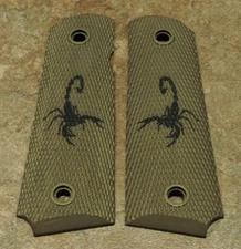 1911 GRIPS - SCORPION - BURNT BRONZE/BLACK - .45, AMBI, FULL SIZE, CUSTOM
