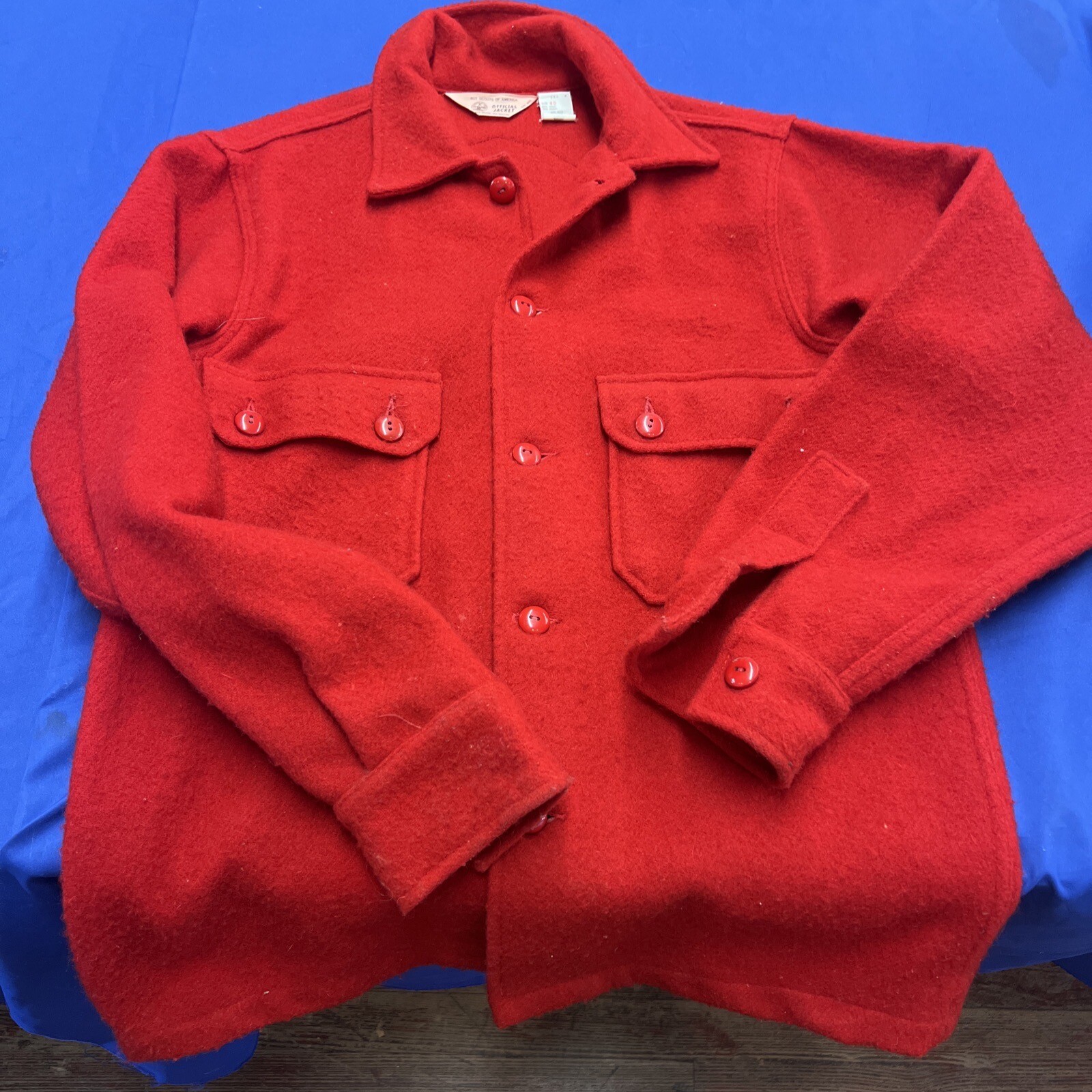 Vtg OFFICIAL BOY SCOUT RED WOOL JACKET With RARE … - image 5