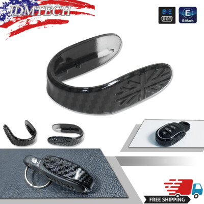 3D Union Jack Carbon Fiber Look Smart Key Fob Case Shell For MINI Cooper 2014-19