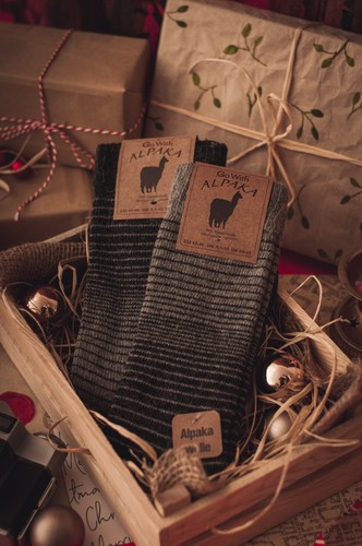 Alpaka Wollsocken 4 Paar natürliche Thermo Wintersocken Herren Damen grau braun - Bild 2 von 10