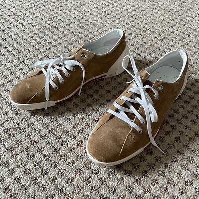 Gucci Women's Brown Suede Sneakers with Script Logo (Size