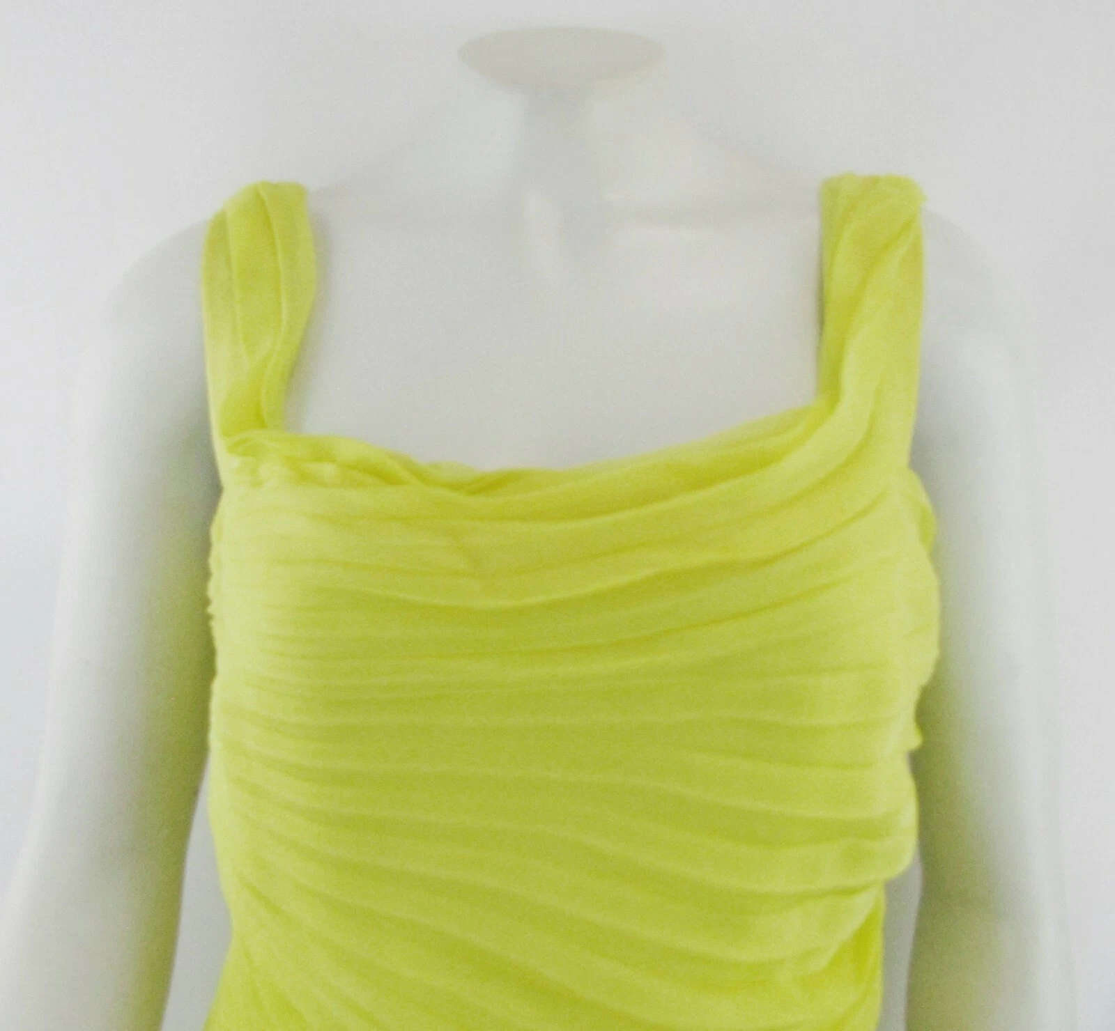 NUOVO VALENTINO GARAVANI abito plissettato giallo fluo 10 chiffon seta plissettato