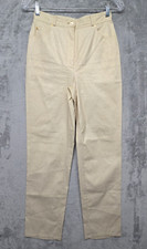 St John Sport Marie Gray Pants Womens Sz 2 Cream Gold Slacks Pockets USA Flaw