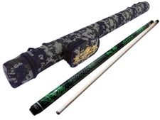 Champion Green Dragon Pool Cue Stick, 314 Taper, 5/6x 18, White or Black Case