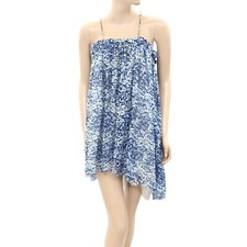 Etoile Isabel Marant Shimmer Printed Mini Dress Blue White Ruffle M-2 New