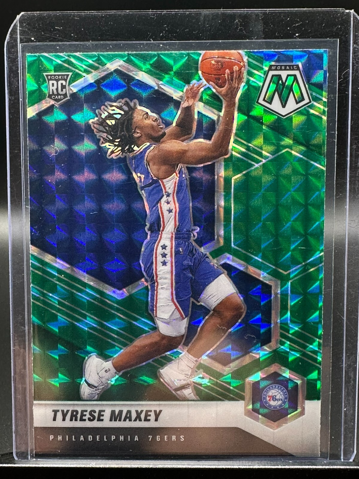 2020-21 Mosaic Tyrese Maxey Green Prizm Rookie #203 RC Philadelphia 76ers